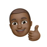 Avatar of a smiling black man with short hair, giving a thumbs-up